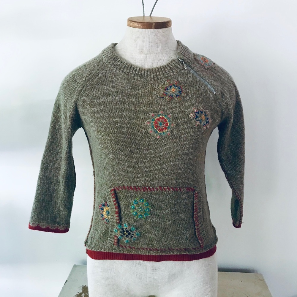 Free People XS crop wool boho/folk sweater